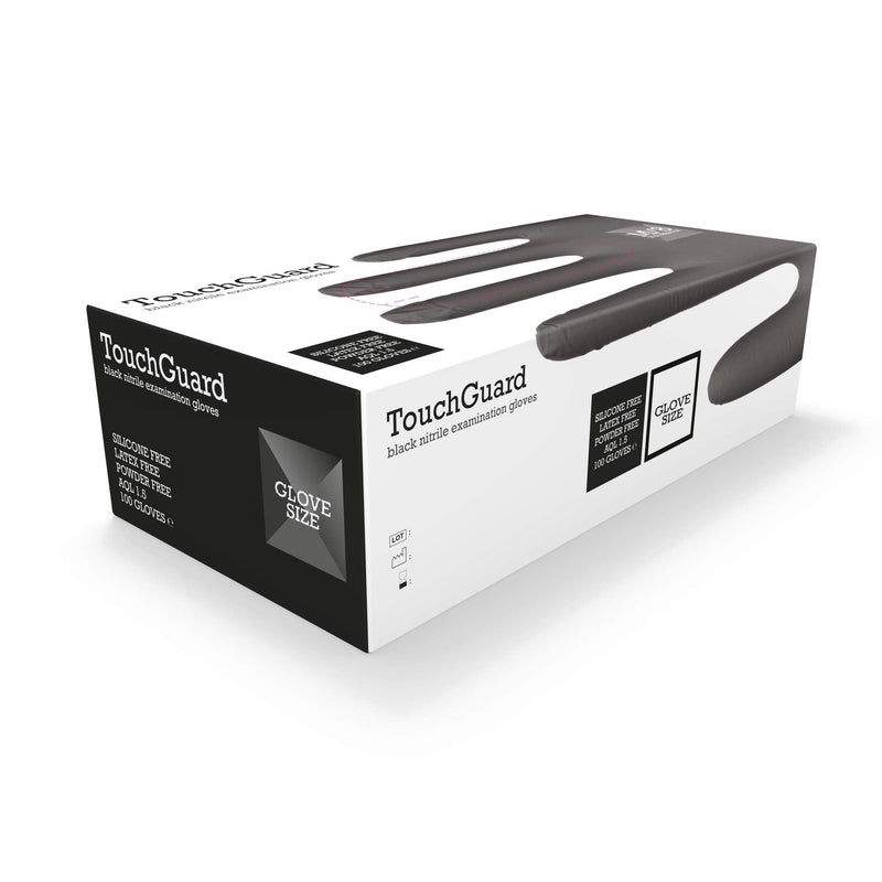 TouchGuard Black Disposable Nitrile Gloves, Powder Free and Latex Free, Box of 100, Size XL XL (Pack of 100) Box of 100 Black