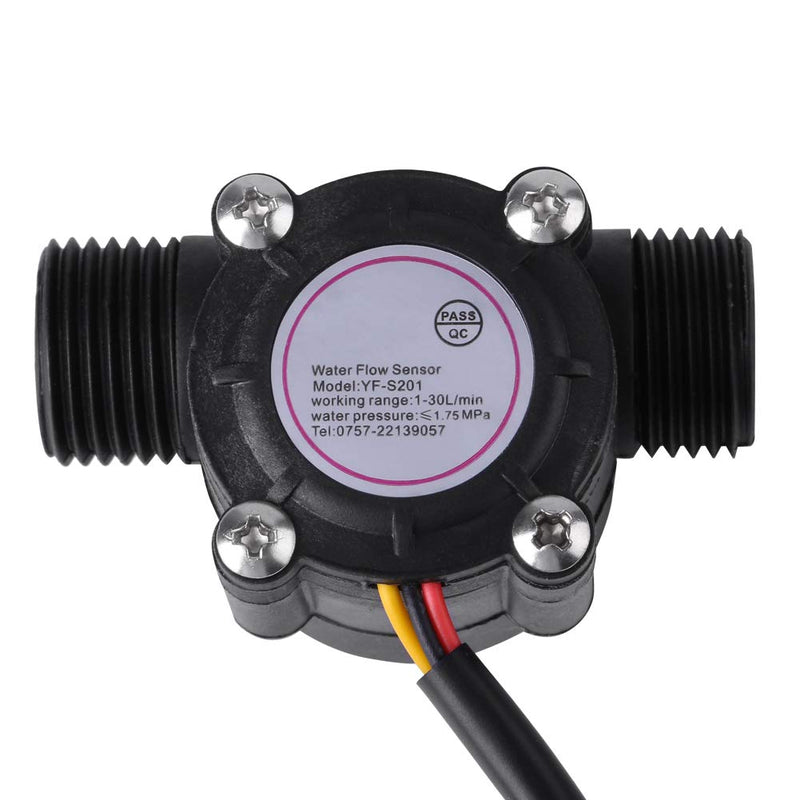 Keenso High Precision DN15 G1/2 Water Flow Sensor Hall Flow Meter with 4 Tubes Pulse Flow Sensor (Black 3 Lines) Liquid Level Sensors