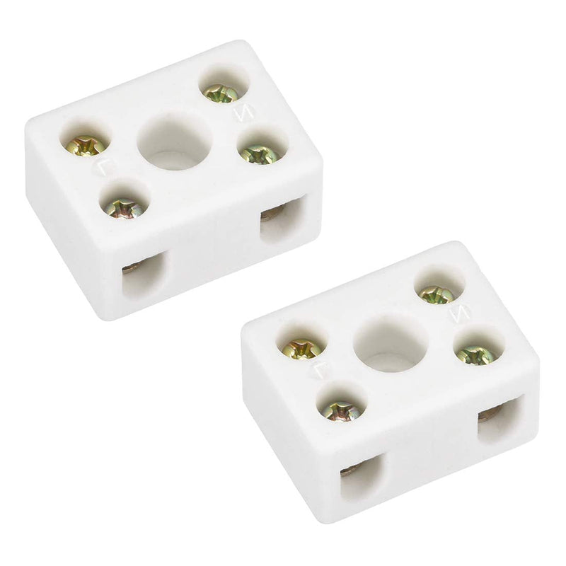 sourcing map 2 pieces ceramic terminal blocks 2-way high temperature porcelain connectors 29.2x21.2x15.2mm