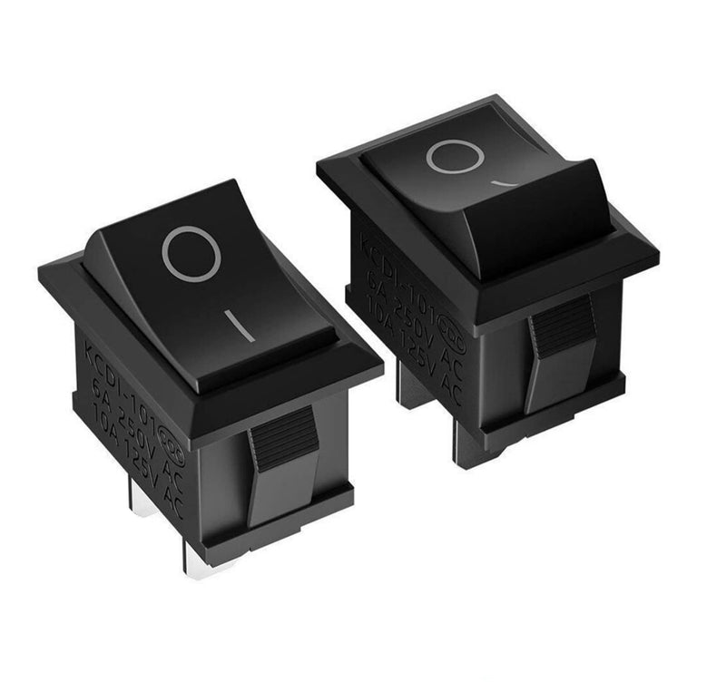 Pack of 2 Premium On Off Recessed Toggle Switch Rocker Switch On Off DIY AC 250V 220V 6A 2Pin Black Rectangular 2 Position