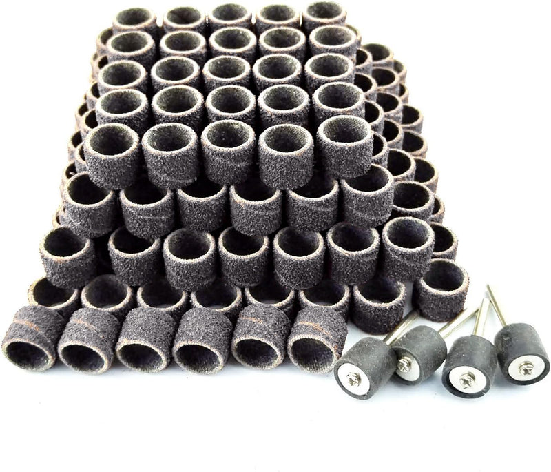 Merryland 184pcs Sanding Sleeve K80 13mm for Dremel | 180 pcs Sanding Belt K80 13mm, 4 pcs Sanding Roller, Sanding Belt for Manicure Pedicure, Mini Rotary Tool Accessory, RMTA184C1 80# 13mm 184pcs
