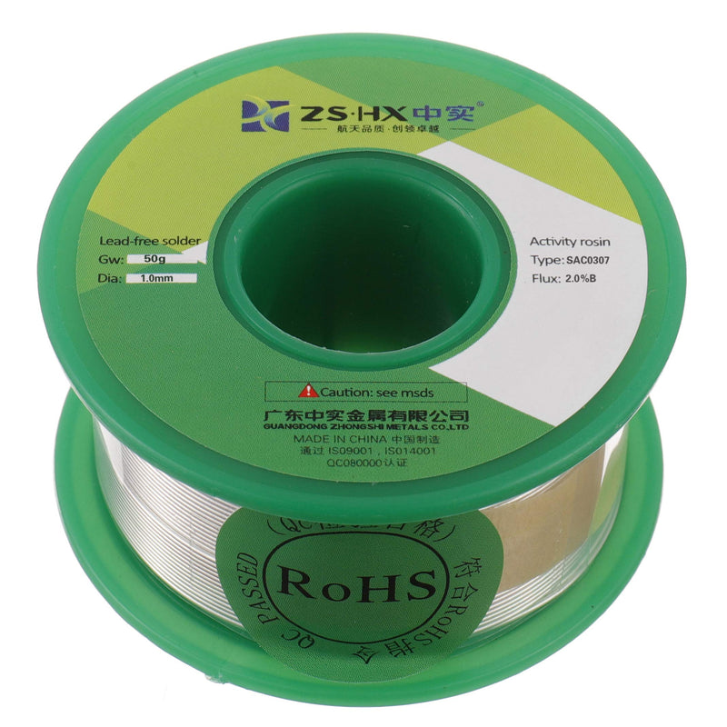 ZSHX Lead-Free Solder Wire Sn99 Ag0.3 Cu0.7 Rosin Core Solder Solder Wire for Electric Soldering (1.0mm 50g) 1.0mm 50g