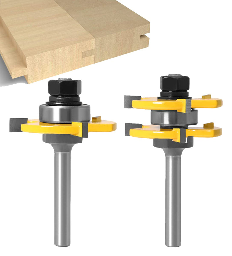 APLUS 2-piece Groove and Tongue Tongue and Groove Set Router Bit Set Router Bit Set Woodworking Disc Groove Cutter Wood Cutter Tool for Engraving Machine Trimming Machine (Ø = 8mm) Ø = 8mm