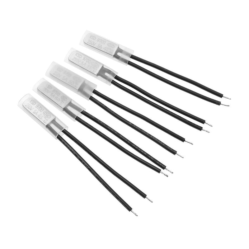 SUPERTOOL 5pcs KSD9700 Thermal Protector Normally Closed/Open Thermostat Bimetal Thermal Protector for Temperature Switch (40℃ to 150℃) 40℃ Normally Close (Nc)
