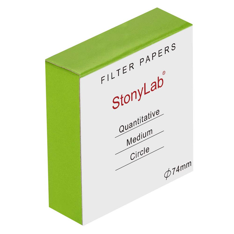 stonylab Quantitative filter paper circles, cellulose filter paper with 74 mm diameter and a filtration speed of 20 microns, pack of 100 pieces 74 mm diameter white