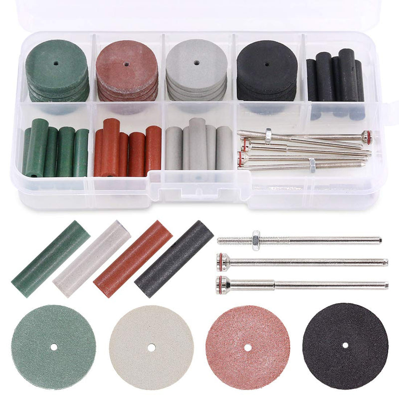 Swpeet 46 Pcs Polishing Wheel Set, 40 Pieces 4 Colors Mixed Lab Beauty Silicone Rubber Polishing Pads and Polishing Particles + 6 Mandrel Shanks, Perfect for Rotating Handpieces