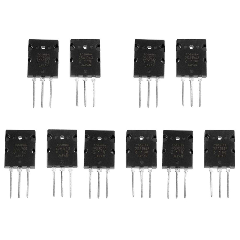 5 pairs of audio transistors, 2SA1943 2SC5200 high-performance amplifier tuned audio transistor silicone black