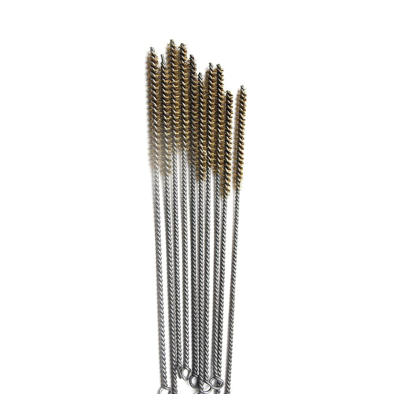Chiloskit Pipe Brush Set Brass Wire Pipe Brush Cleaning Tool Long Handle Bristle Cleaning 6mm/10mm/14mm (10mm) 10pcs 10mm