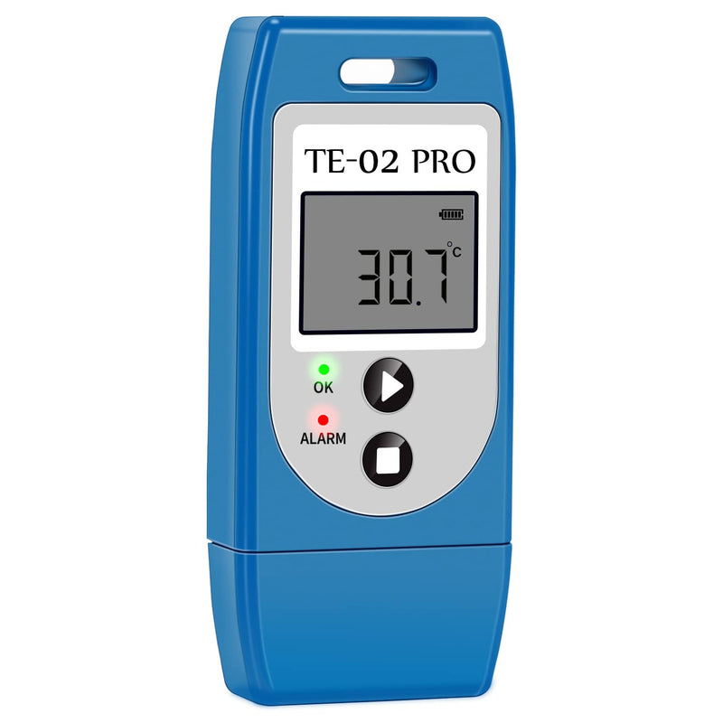 ThermElc TE-02Pro Temperature Data Logger, LED Light Warning for Temperature, MKT, -30 to +60°C and Easy Access PDF CSV Data Reports, Suitable Temperature Sensitive Cold Chain Shipping 1 Piece.