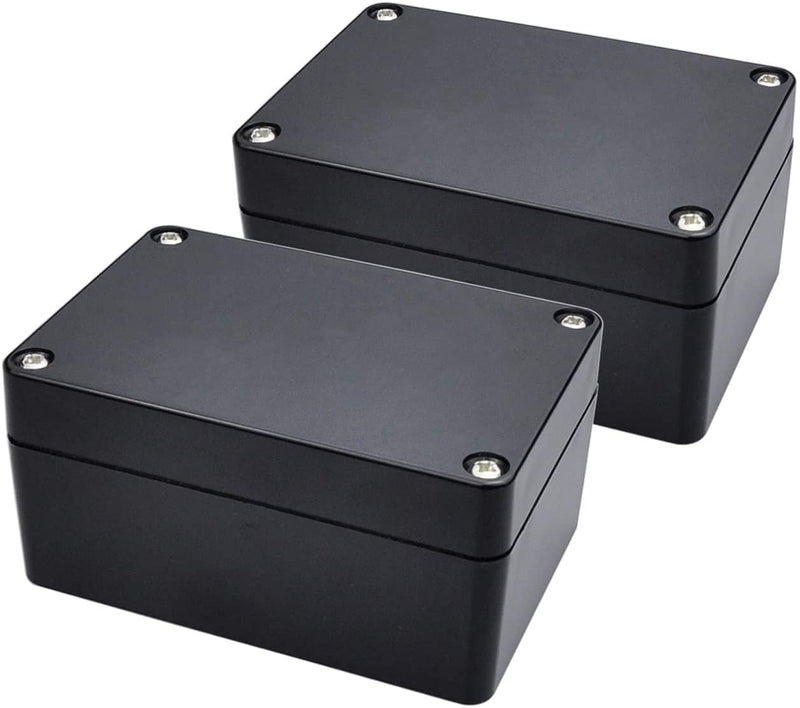 Pack of 2 Waterproof Junction Boxes, Therlan Project Box Electronics Housing, Plastic Surface-Mounted Junction Box IP65, ABS Small Junction Box Electronic Surface-Mounted Box (100 x 68 x 50 mm, Black) 100 x 68 x 50 mm (2 Pieces)