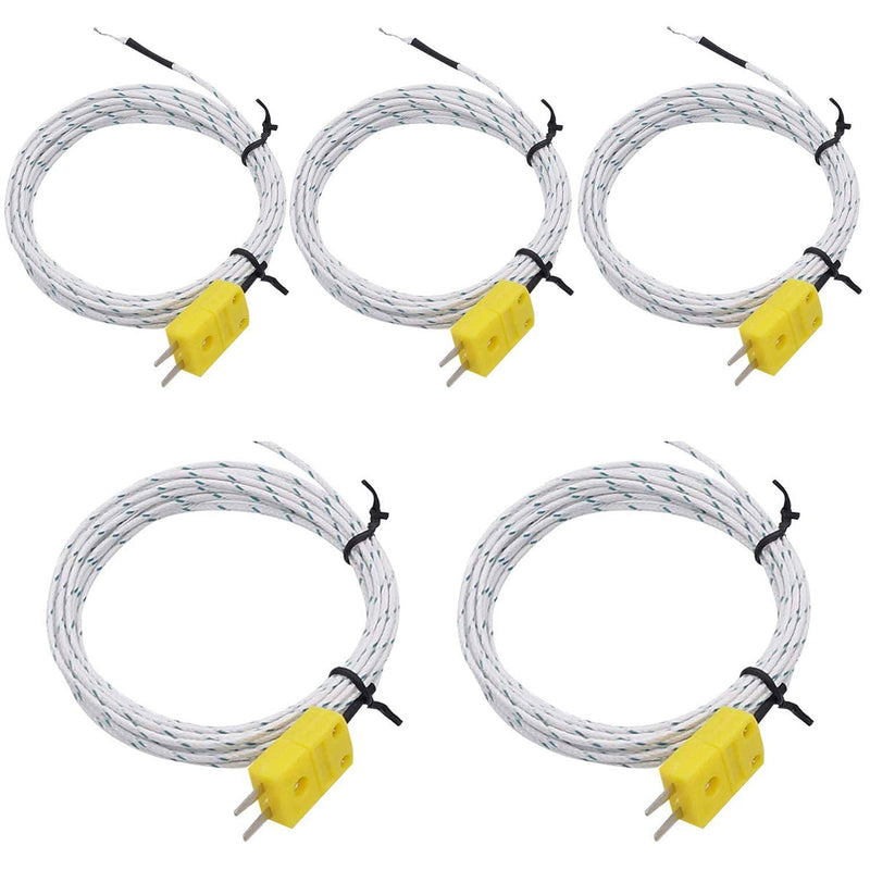 Taiss/5pcs K-Type Thermocouple Temperature Sensor, Measuring Range -50~350°C; Cable length: 3 meters