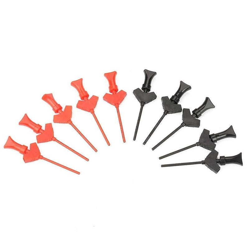 10pcs Test Hook Clips Mini Test Clip Jumper Test Probe Hook Test Lead Kit for SMD IC Electronic Tester Black+Red