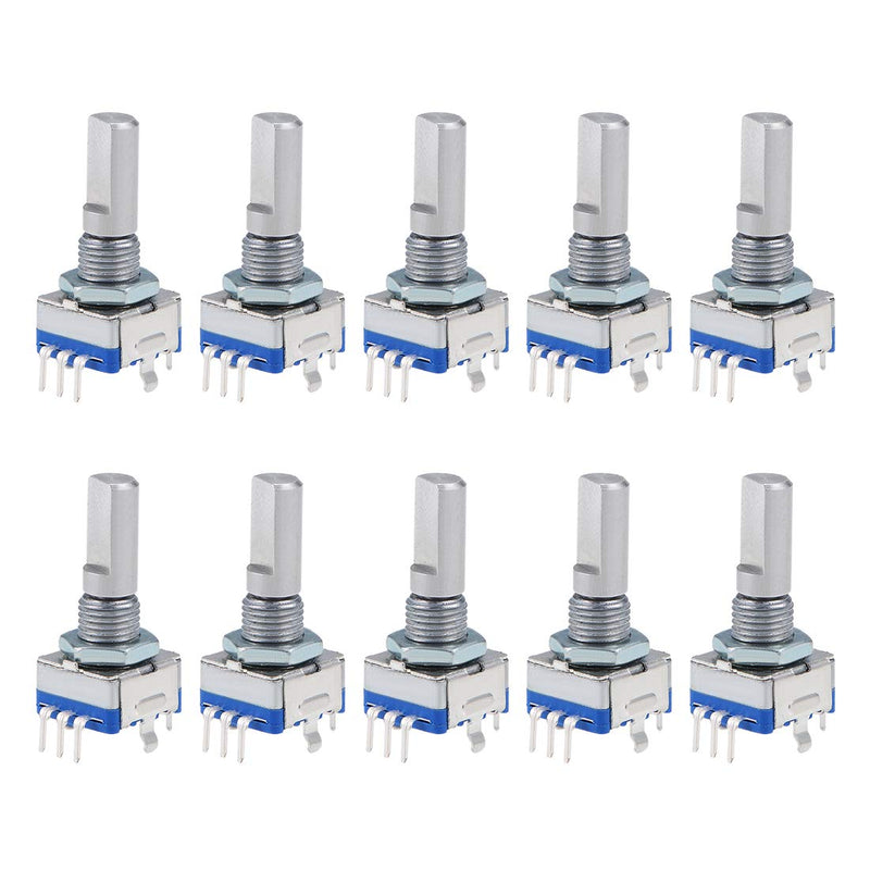 sourcing map 10pcs. 360 degree rotary encoder code switch digital EC11 7 pins 20mm D-shaft