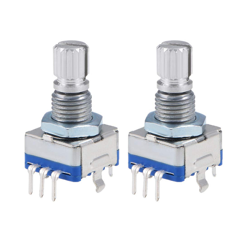 sourcing map 2pcs. 360 degree rotary encoder code switch potentiometer EC11 7 pins 15mm shaft