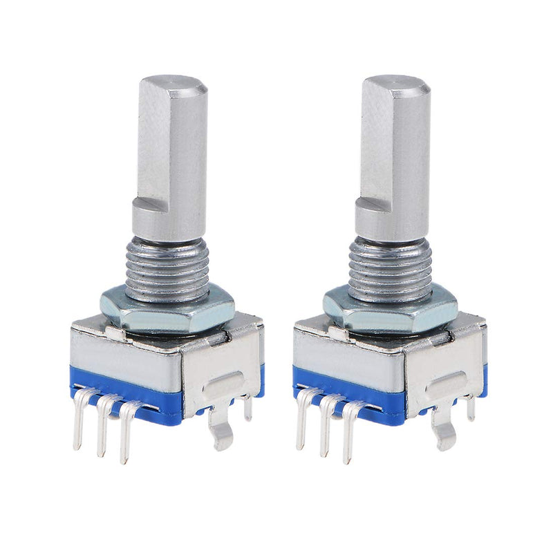 sourcing map 2pcs. 360 degree rotary encoder code switch EC11 7 pins 20mm D-shaft