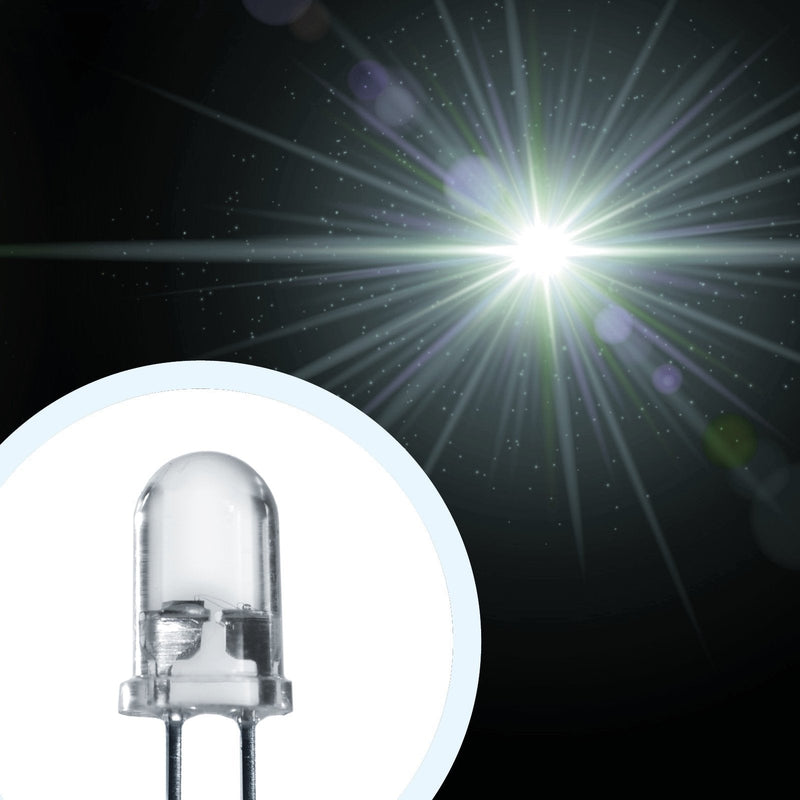 Lumetheus LED 5mm color white 25000 mcd 25 pieces LED extra bright 3V white diode 2 pin LEDs 5 mm - 25 pieces