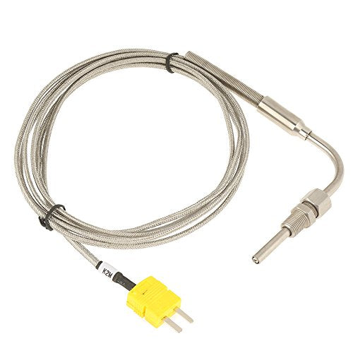 K-Type Temperature Sensor, EGT-K Thermocouple K-Type Exhaust Gas Temperature Probe Sensor Probe with Exposed Tip and Connector, 1/8" NPT