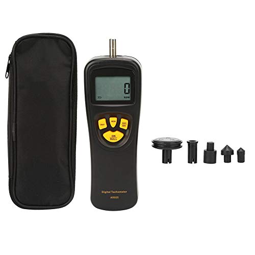 Digital Tachometer, LCD Handheld Contact RPM Meter 0.5-19999 RPM, High Precision Test Counter with Max/Min/LAST Data Backlight Holding Functions