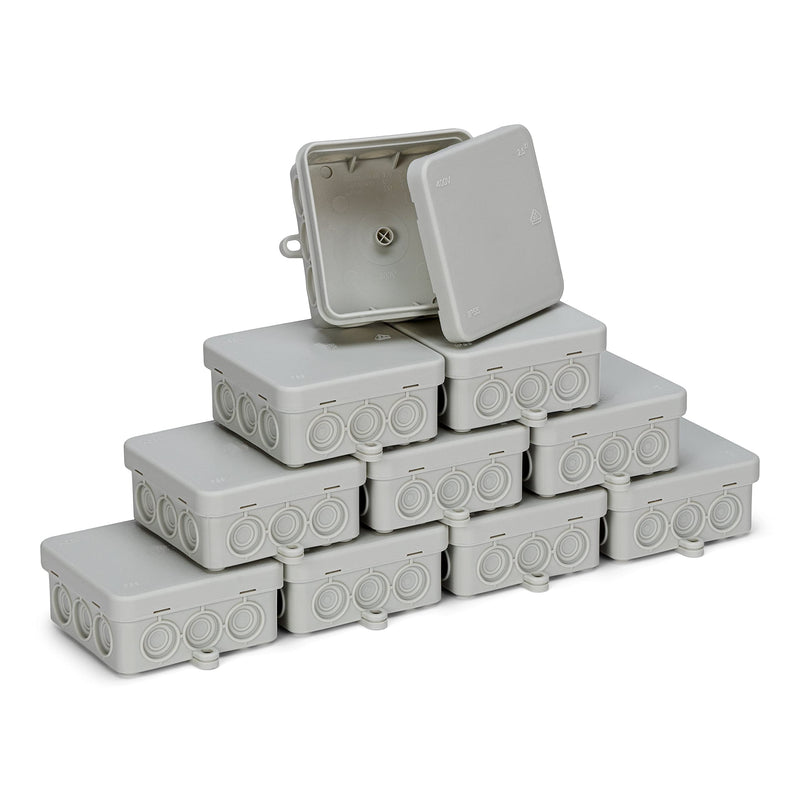 CusoTec Pack of 10 junction boxes, junction boxes, junction boxes for wet rooms, IP54, 85 x 85 x 40 mm