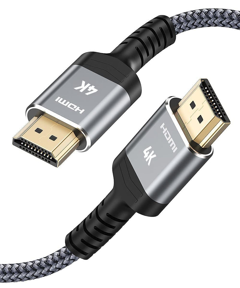 SNOWKIDS 4K HDMI cable 2 meters, HDMI cable 4K@60Hz nylon braid gold-plated connectors with Ethernet/audio return channel, compatible with video 4K 2160p, 1080p-gray