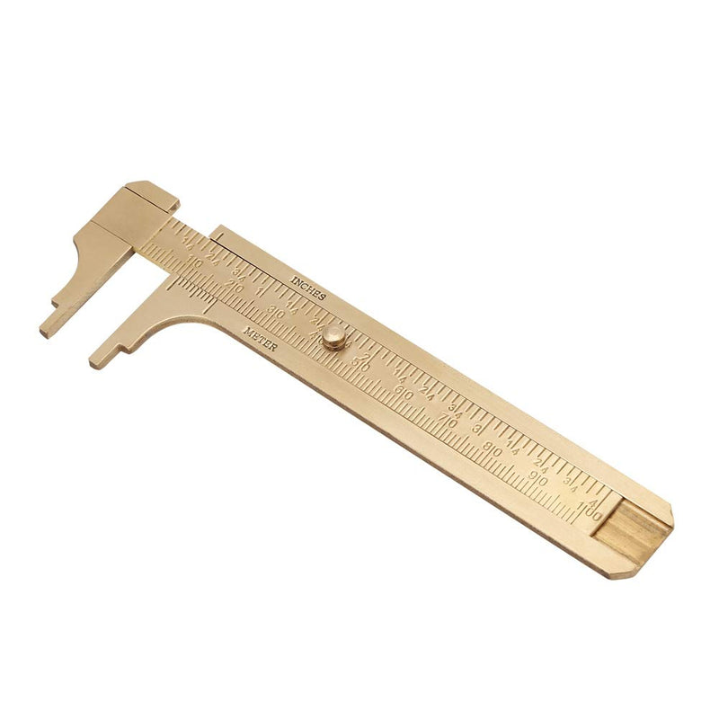 FTVOGUE Vernier Caliper Brass Caliper Ruler Measuring Tool Mini Pocket Ruler Double Scales mm / Inch (100 mm)