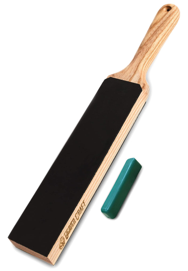 BeaverCraft LS6 leather strop for sharpening knives with polishing paste - sharpening set leather strap - carving knife set sharpening paste - wood carving sharpener 14 inches x 2 inches