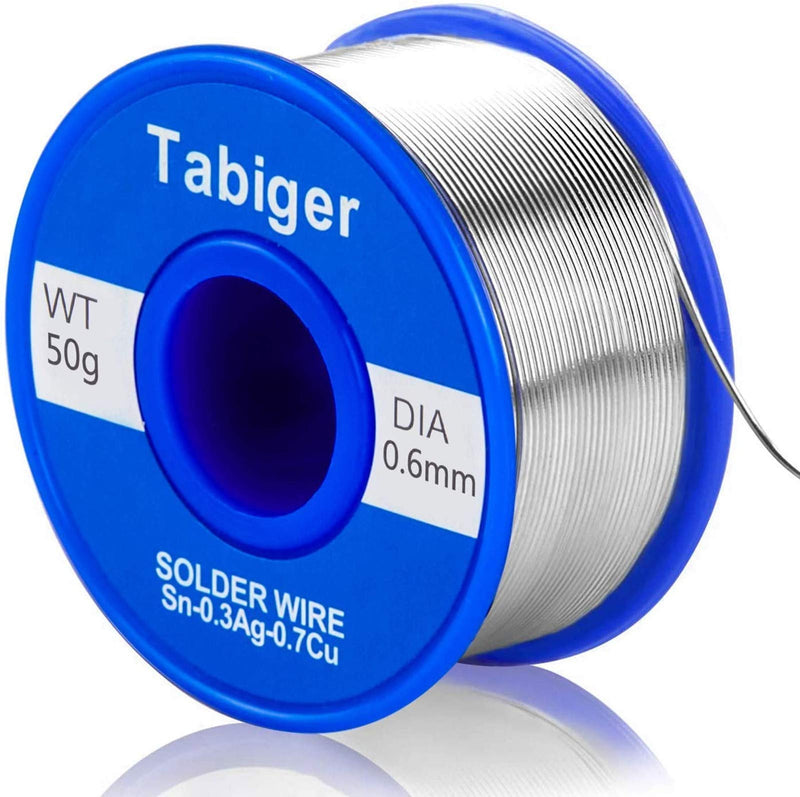 Tabiger Solder Wire 0.6mm Lead Free Solder Wire with 97Sn-2Rosin-0.7Cu-0.3A 0.6mm 50g Solder for Electric Soldering
