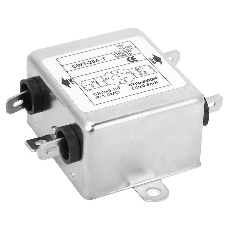 EMI Filter for Noise Suppression Power Filter CW3-20A-T Module Single Phase 115V/250V 50/60Hz Interference Filter