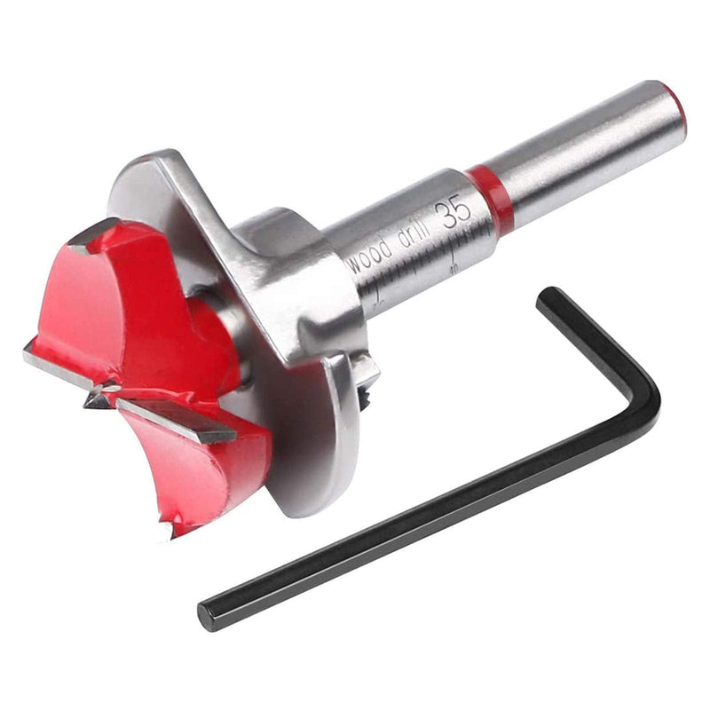 Flintronic Forstner bit, Ø35mm Forstner drill wood drill with round shank, dowel drill wood drill with depth stop, professional Forstner drill, pot drill art drill for wood, woodworking ø35mm