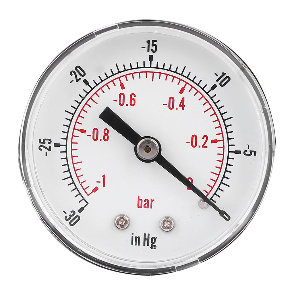 Dual Scale Vacuum Gauge 50mm Dial Indicator 1/8 BSPT Back Port -1-0bar -30-0inhg Gauge for measuring air, water, oil and gas