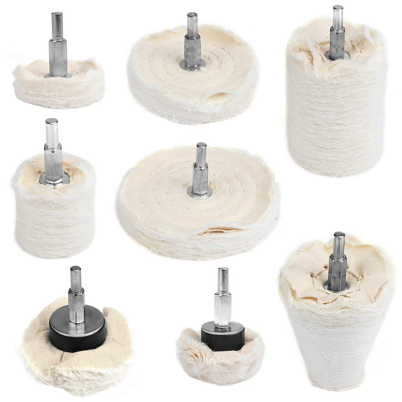 WiMas 8 pieces polishing disc made of cotton, polishing buffing pad, polishing wheel for manifold stainless steel, chrome, aluminum, jewelry, wood, etc