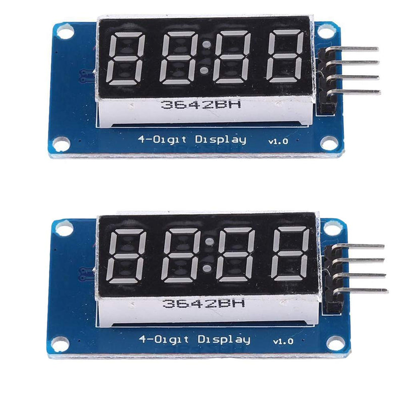 Hailege 2pcs 0.36" 4-Digit Tube LED Segment Display Module Red Common Anode TM1637 Drive Chip Tube Clock Display UNO R3