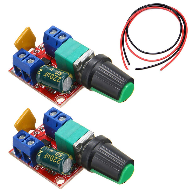 Youmile 2PACK 5A Motor Speed Controller Module Mini DC Motor PWM Speed Controller Switch Regulator Switch LED Dimmer 3V 6V 12V 24V 35V Max 90W