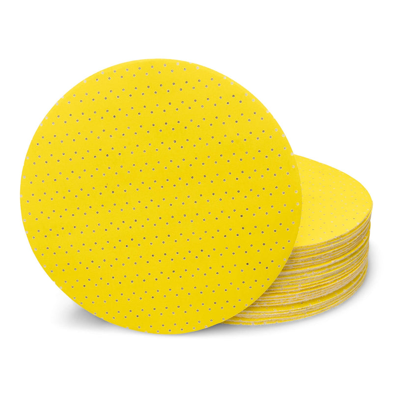 Professional sanding discs │ yellow │ 25 pieces │ Ø 225 mm │ 5 x grain 60/80/120/180/220 each │ for long-neck sanders │ self-adhesive │ sanding sheets │ sandpaper │ sanding pads │ by FD-Workstuff