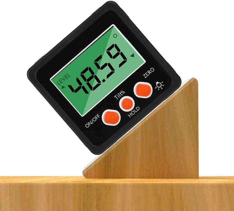 iFCOW Digital Inclinometer Protractor, Waterproof Precise 4 x 90 Degree Protractor with Magnetic Base and Backlight Black
