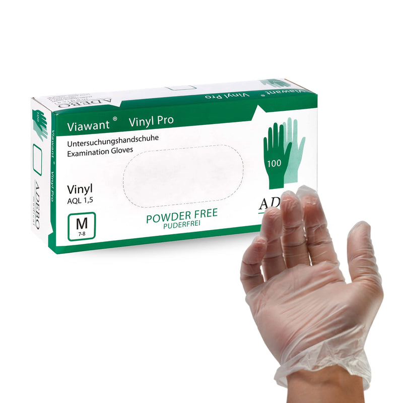 Viawant – Robust vinyl disposable gloves value pack 100 pieces in M | One pair of gloves for food, examinations and much more. | Disposable gloves, transparent, powder-free and latex-free