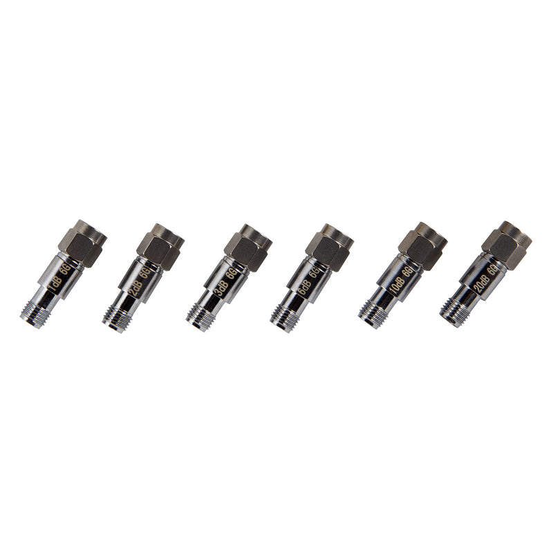 NooElec SMA Attenuator Kit - 6-piece SMA in-line attenuator with 2W 50Ohm provides highly linear attenuation from 1 dB to 42 dB in 1 dB increments. 1dB, 2dB, 3dB, 6dB, 10dB and 20dB adapters