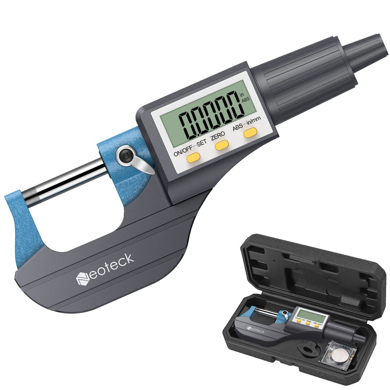 Neoteck Digital Micrometer Micro Caliper Outside Micrometer Electronic 0-25 mm with LCD Display Micrometer 0.001 mm / 0.00005 "
