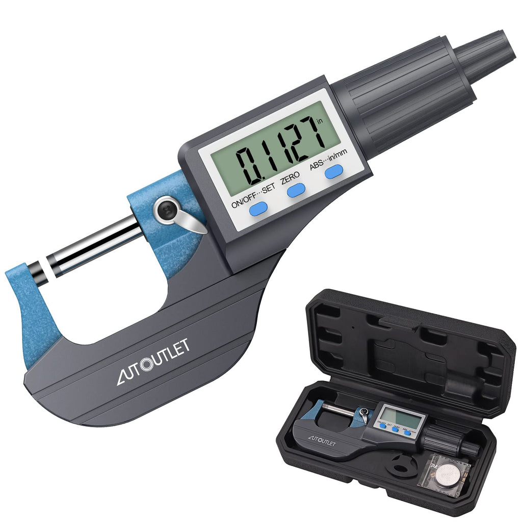 AUTOUTLET Micrometer Digital Outside Micrometer 0-25mm/0.001mm, High Precision LCD Digital Micrometer Micrometer Caliper Length Measuring Tool Micrometer 0.001mm(0.00005")