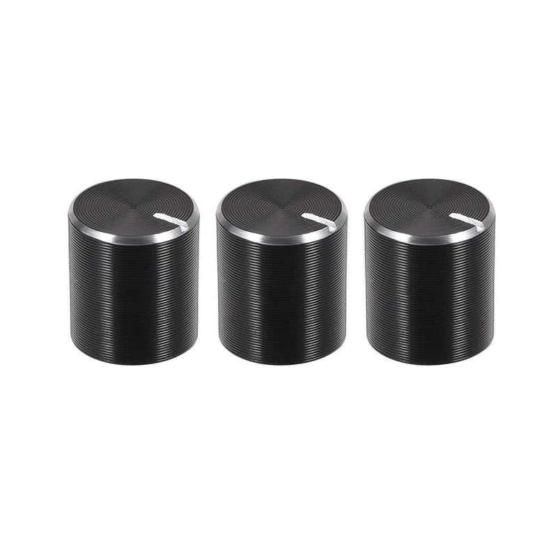 sourcing map 3pcs. Potentiometer knob knurled shaft aluminum volume control knob 6mm shaft diameter. 10mmx10mm black