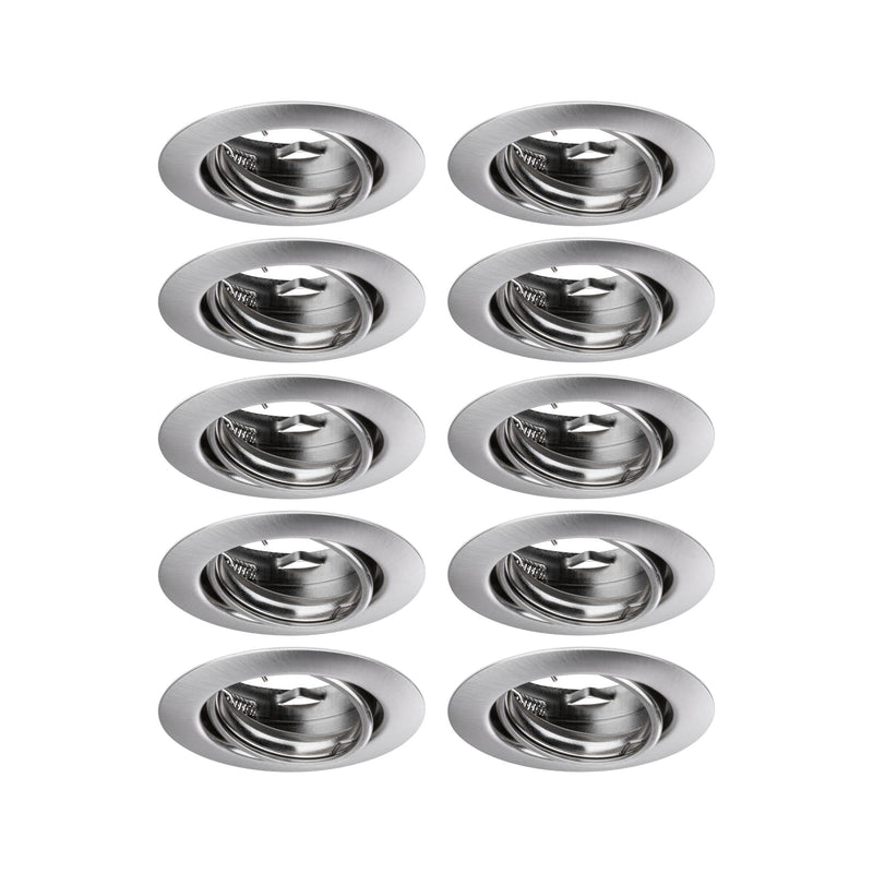 Paulmann 93399 recessed light base round swiveling max. 10x10W recessed spotlight without bulb brushed iron recessed lamp metal ceiling spot GU10
