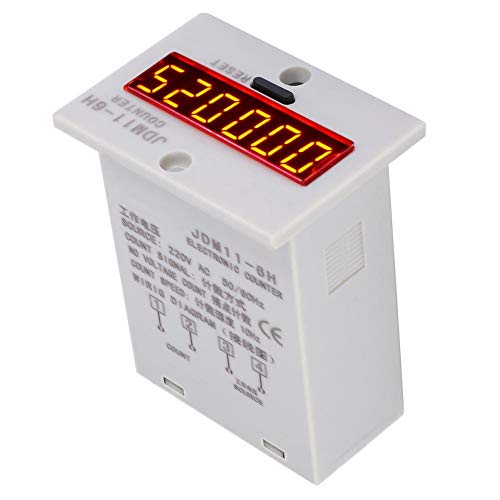 6 Digit Electronic Counter, 0-999999 Counting Range LED Digital Display Counter Relay No Voltage Counter (AC220V)