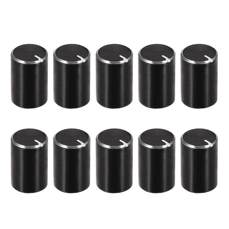 sourcing map 10pcs Potentiometer Knob Knurled Shaft Aluminum Rotary Knob Volume Control Black 10mmx15mm 6mm Shaft