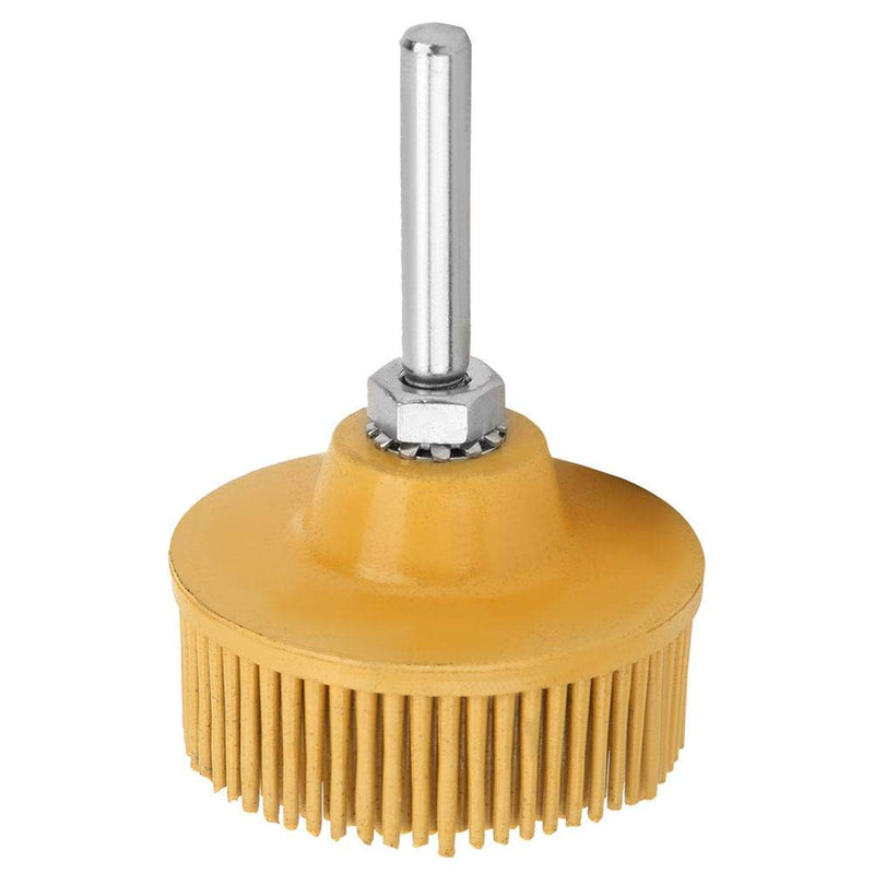 Bristle disc with connecting rod, drill accessories for metal, fine machining, cleaning, polishing, grinding, deburring, removing rust scratches (Yellow 80#) Yellow 80#