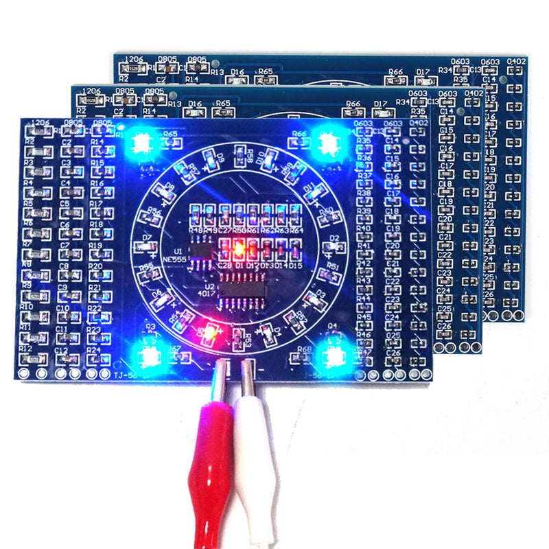 Kyrio 3PCS Electronic DIY Kit SMD Rotating Flashing LED Components Soldering Practice Board Skills Circuit Training Suite Electronic DIY Kit