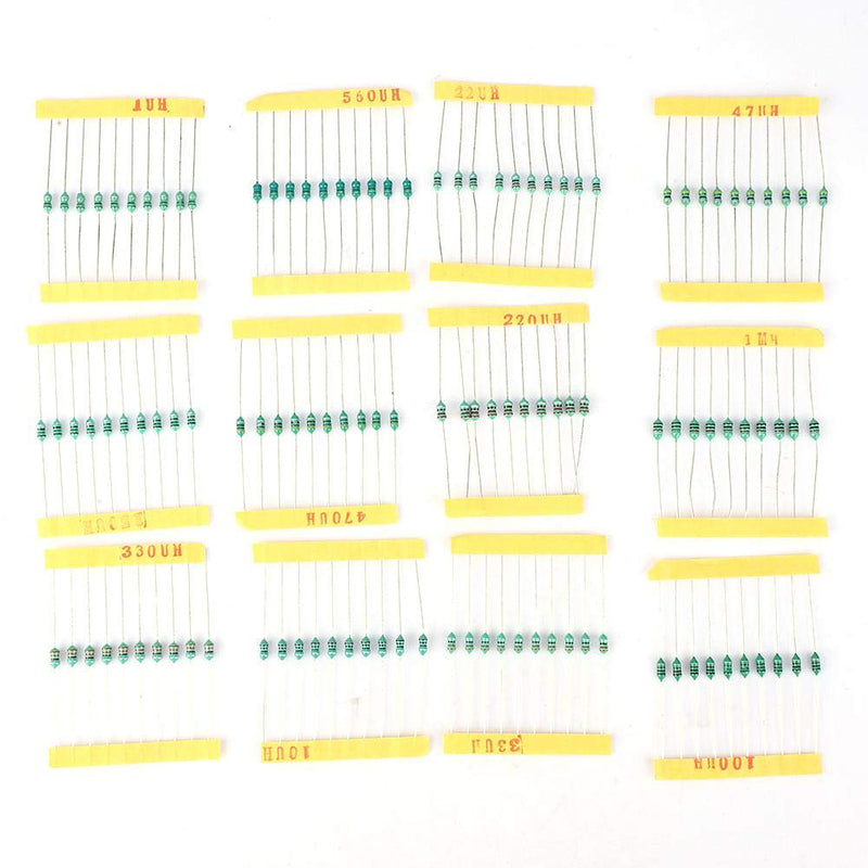 Inductor Set Electric Induction Ring Inductor Set 1/4W Color Ring 12 Kinds Inductor 1UH~1MH 120pcs