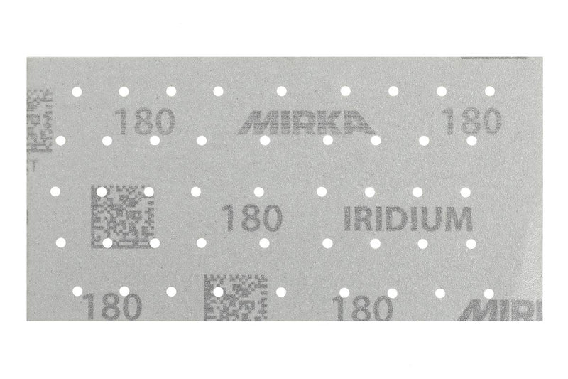 Mirka Iridium premium sandpaper 93x180mm Velcro 45-hole, grain 180, 50 pieces / for sanding paint, filler, primer, wood, steel, solid surface materials, plastic grain P180