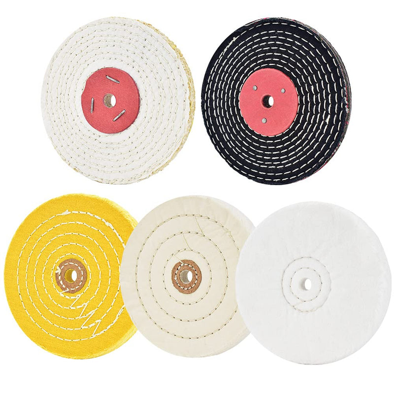 QZATACAEN 150mm Polishing Discs Five Packs for Bench Grinder with 12.7mm Mandrel Hole-5 Pieces...
