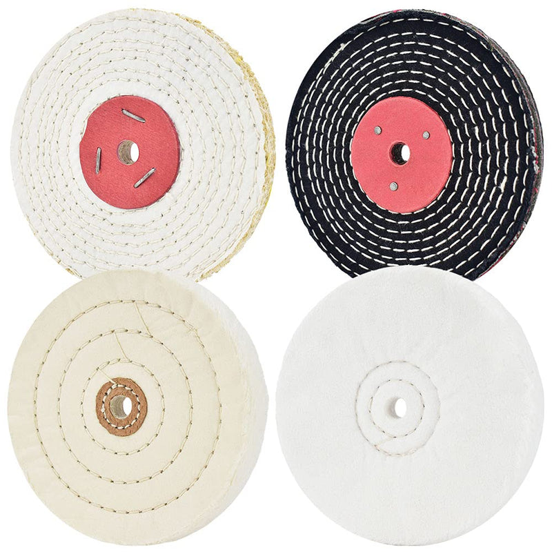 QZATACAEN 150mm polishing wheel suitable for polishing grinders with 12.7mm (soft and fine) and 12.7mm (medium and coarse) mandrel hole - 4 pieces...