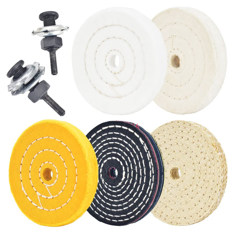 QZATACAEN 4" polishing discs with 1/2" mandrel hole with 2 sets of 1/4" shank for drilling - pack of 5...